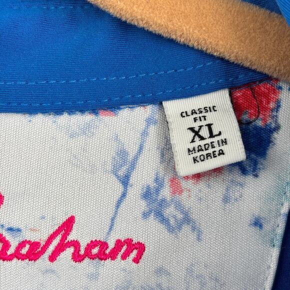 Robert Graham Polo Shirt Mens Size XL Blue Stretch Knit Classic Fit Short Sleeve - Picture 4 of 11